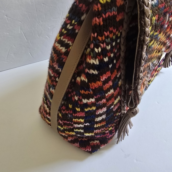 Chloé Penelope Large Braided Wool Leather Shoulder Bag Multicolor - Picture 7 of 14